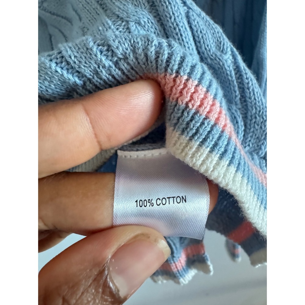 Ellsworth + Ivey Womens Light Blue Cable Knit Polo Sweater Cotton Tenniscore - Picture 4 of 6